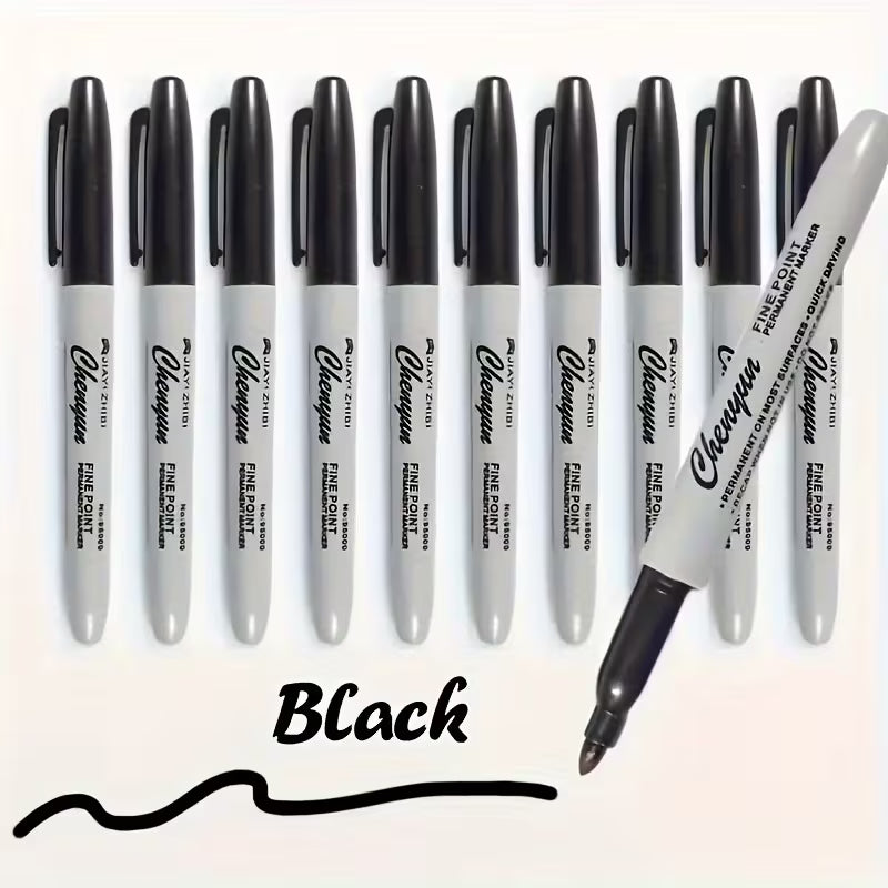 2-Pcs Fine Tip Permanent Markers - Quick-Drying, Waterproof 1mm Fine Tip, Smooth Writing and No Feathering, Black Ink for Office, School, Art, Labeling - Suitable for Professionals, Students, Gift Wrapping - Durable Permanent Markers Sourced from Lucky Hu