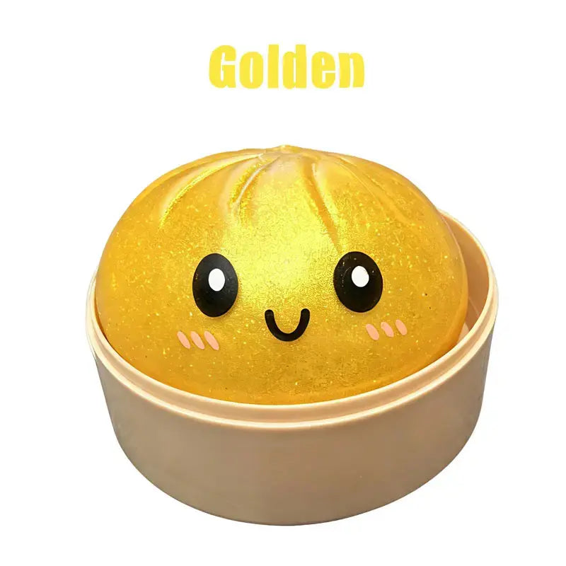 Glitter Dumpling Squishy Stress Relief Squeeze Toy with Steamer Box