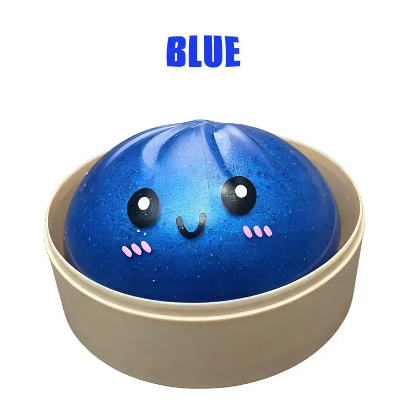 Glitter Dumpling Squishy Stress Relief Squeeze Toy with Steamer Box