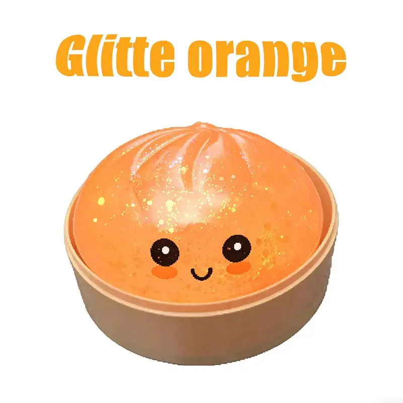 Glitter Dumpling Squishy Stress Relief Squeeze Toy with Steamer Box