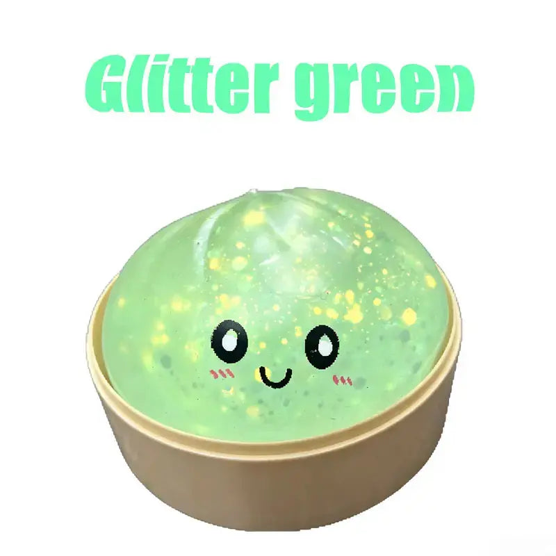Glitter Dumpling Squishy Stress Relief Squeeze Toy with Steamer Box