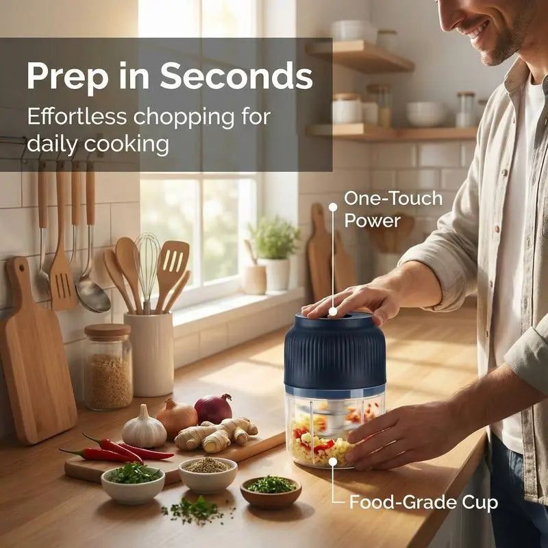 USB Rechargeable Mini Electric Food Chopper Portable Garlic Grinder
