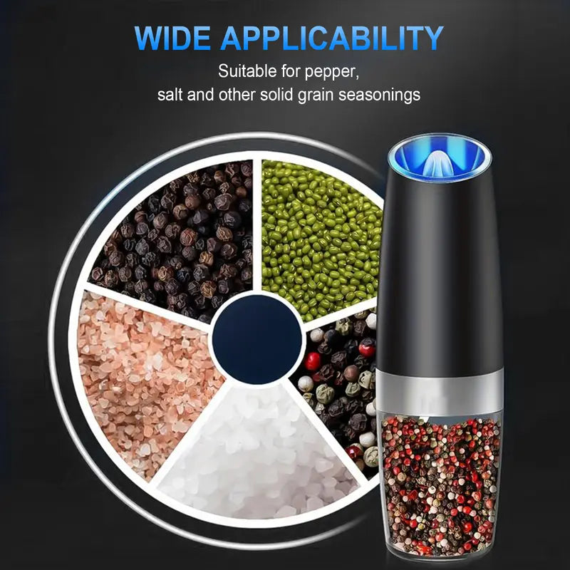 Gravity Electric Salt Pepper Grinder 2 Pack with LED Light