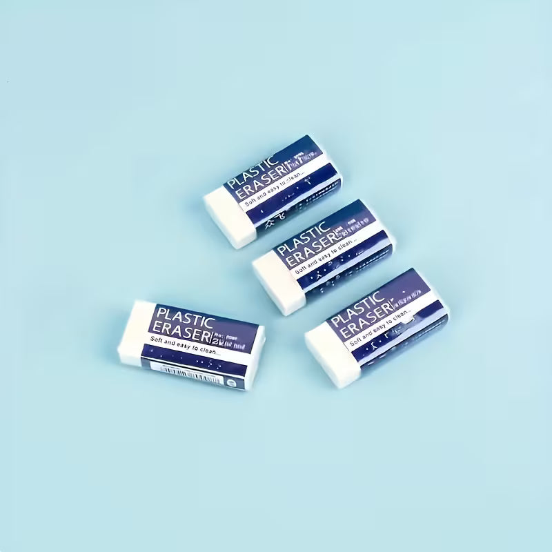 6pcs of Soft And Easy-To-Clean 2B Plastic Erasers - White, Rectangular, Made of PVC Material, Suitable for Art And Craft Projects, Crafting Supplies | Rectangular Eraser | Smooth Surface for Pencil Erasing
