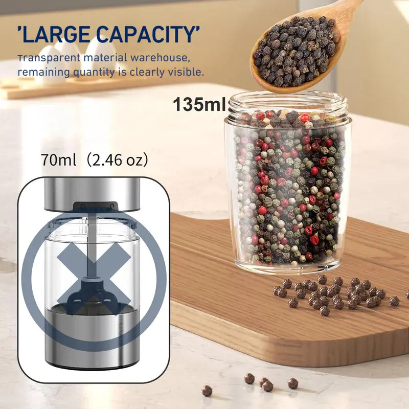 Gravity Electric Salt Pepper Grinder 2 Pack with LED Light