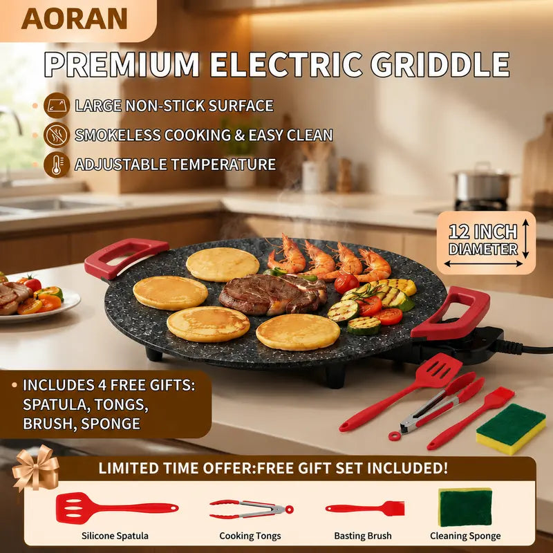 Portable Electric Indoor BBQ Griddle Pan