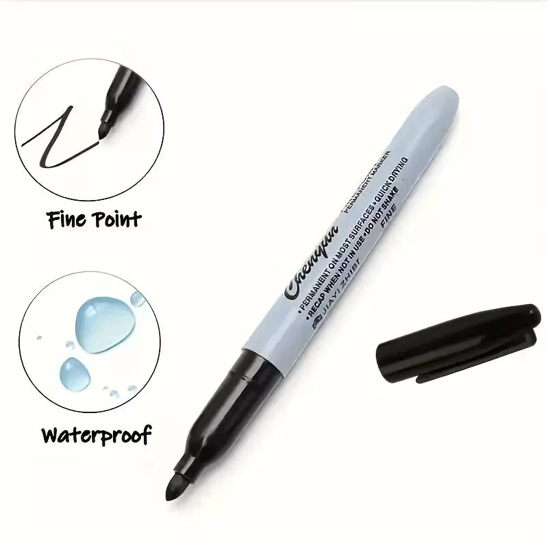 2-Pcs Fine Tip Permanent Markers - Quick-Drying, Waterproof 1mm Fine Tip, Smooth Writing and No Feathering, Black Ink for Office, School, Art, Labeling - Suitable for Professionals, Students, Gift Wrapping - Durable Permanent Markers Sourced from Lucky Hu