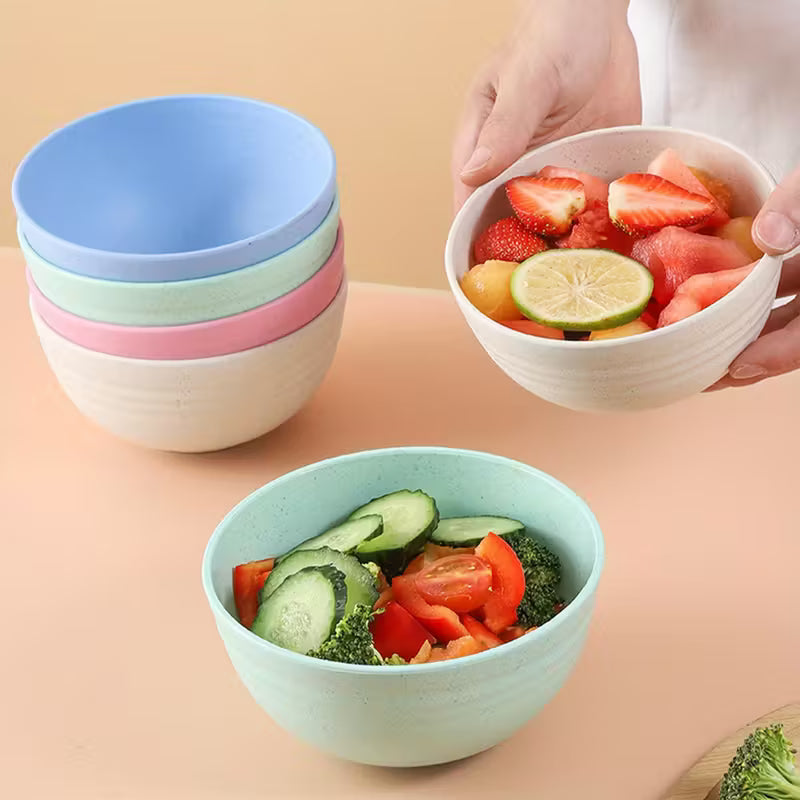 4pcs Non-Breakable Cereal Bowl Set - 24oz PP Plastic Bowls for Soup/Rice/Cereal - Microwave and Dishwasher Safe - Lightweight Tableware - Shatterproof Design for Home, Camping and Gifts (4 Colors)