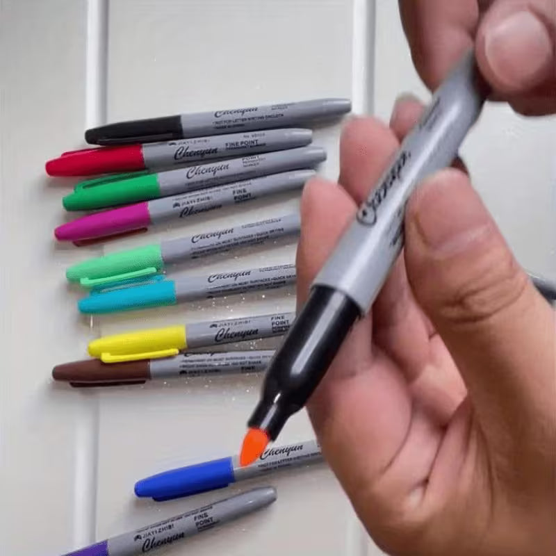 [Permanent Markers] 13pcs (12 Colors Plus 1 Black) Permanent Markers, Quick-Drying And Stain-Resistant Ink, Suitable for Daily Office Use, Box Marking Pens