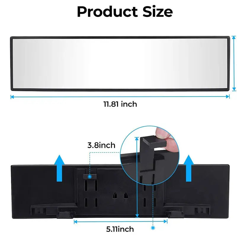 JOYTUTUS 11.81in Panoramic Convex Rear View Mirror – Clip-On Blindspot Gadget