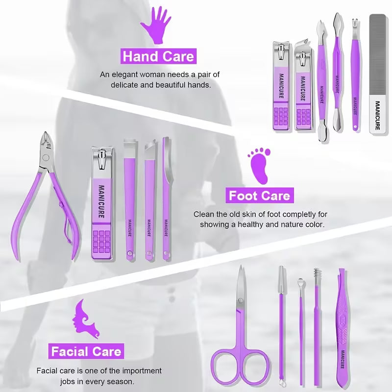 1 Sets Of 16 Premium Stainless Steel Manicure